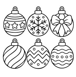 Christmas Ornament Set With Six Patterns Coloring Page