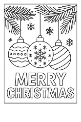 Christmas ornaments and pine branches coloring page