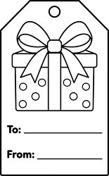 Christmas Present With Polka Dots Coloring Gift Tag