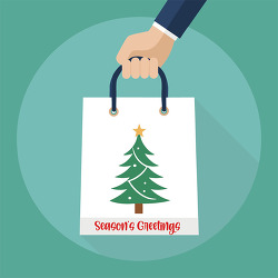 Christmas shopping bag with seasons greetings