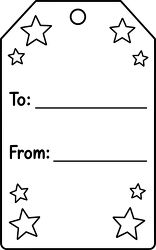 Christmas Stars Coloring Gift Tag With To And From