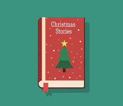 Christmas stories book with tree cover