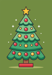 Christmas Tree Decorated With Lights And Star