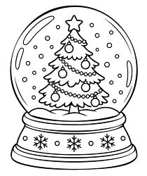 Christmas Tree Snow Globe Coloring Page