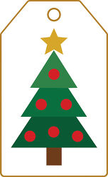 Christmas Tree With Red Ornaments Gold Star Gift Tag