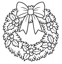 Christmas Wreath With Bow Coloring Page