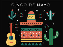 Cinco de Mayo Sombrero Cactus Guitar Poster