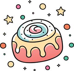 cinnamon roll colorful playful icon clip art