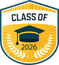 Class Of 2026 Graduation Badge Shield With Cap And Wreath 