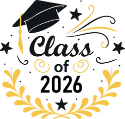 Class Of 2026 Graduation Typography Design Elements Clipart
