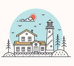 coastal lighthouse house landscape