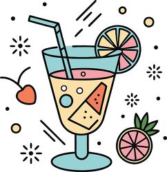 cocktail glass colorful playful icon clip art