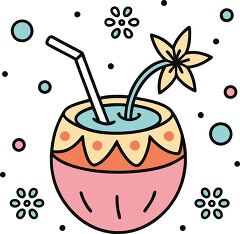 coconut colorful playful icon clip art