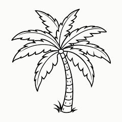 Coconut Palm Outline for Coloring and Crafting Activities