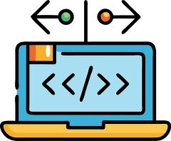 Coding laptop icon featuring playful flat design