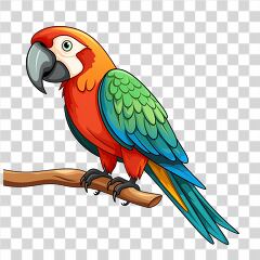 Colorful Cartoon Parrot Perched on a Branch