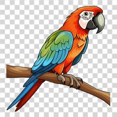 Colorful Cartoon Parrot Perched on a Branch