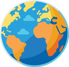 Colorful Clip Art Illustration of the World Map