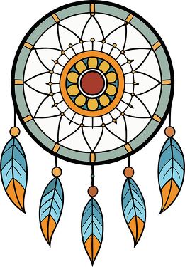 Colorful Dreamcatcher Design With Bold Outlines and Circles