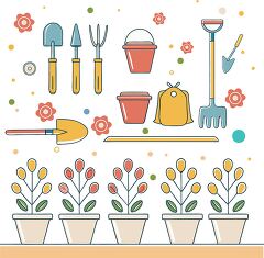 Colorful Gardening Tools and Supplies for Planting Joy