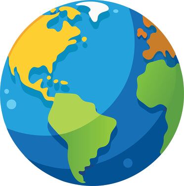 Colorful Globe Illustration Showing Continents and Oceans