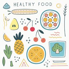 Colorful Health-Inspired Food Illustration for Creativity