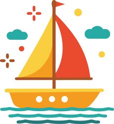 Colorful Minimalist Sailboat Clip Art