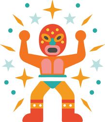 Colorful Minimalist Wrestling Clip Art