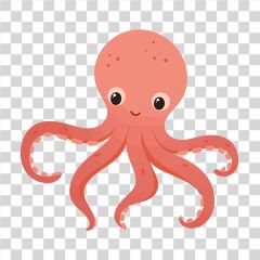 Colorful Octopus Illustration With Smiling Face and Arms