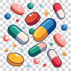 Colorful Pills Floating on a Clean Background