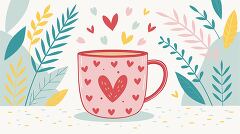 Colorful pink mug filled with warmth and love