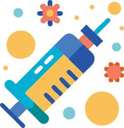 Colorful Syringe Illustration with Abstract Shapes