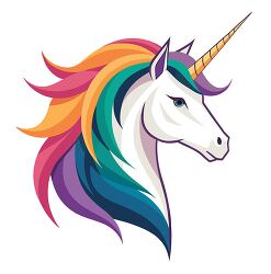 Colorful unicorn head illustration