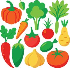 Colorful Vegetable Vector on White Background