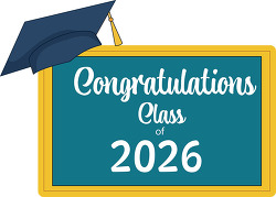 congratulations class 2026 on chalkboard clipart