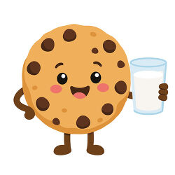 Cookie Holding Glass Of Milk