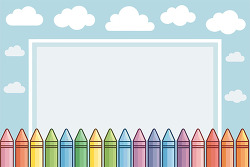 Crayon border with blank frame and clouds background