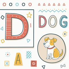 Creative Design Featuring Letter D and a Playful Dog