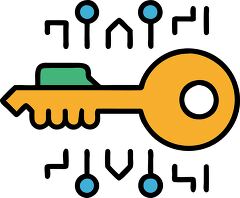 Creative encryption key icon in vibrant flat design style