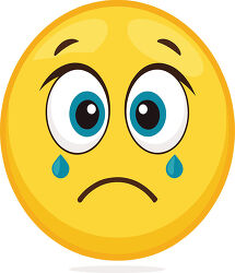 Crying Yellow Emoji With Blue Tear
