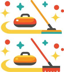 curling Colorful Minimalist Clip Art