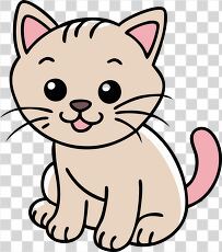 Cute and Friendly Cartoon Cat Sitting Happily With Joy