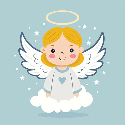 Cute Angel With Wings And Halo