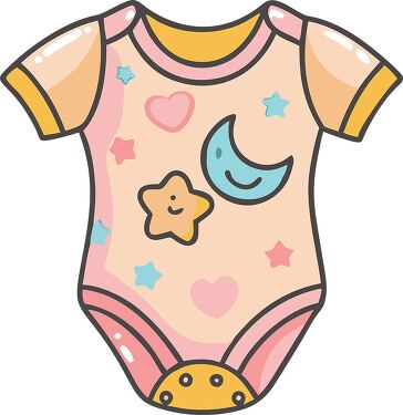 Cute Baby Bodysuit Design Featuring Stars and Moons