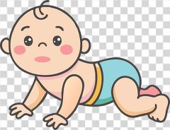 Cute Baby Crawling in Playful Cartoon Style With Soft Colors