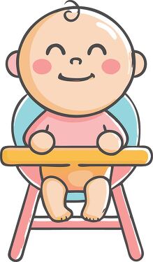 Cute Baby in High Chair Enjoying Mealtime