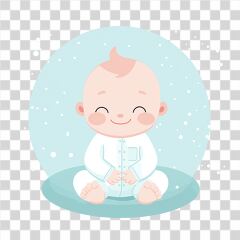 Cute Baby Sitting on a Round Mat in a Soft Setting