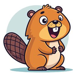 Cute beaver cartoon character smiling