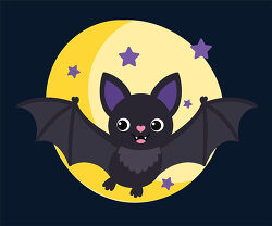 Cute Black Bat Full Moon