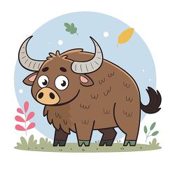 cute buffalo cartoon vector design
